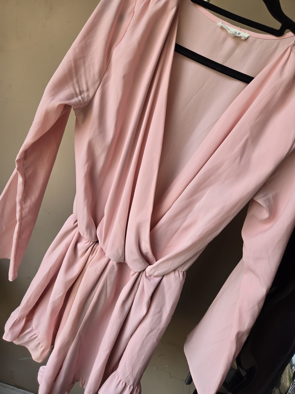 Honey Belle Soft Pink V-Neck Draped Romper